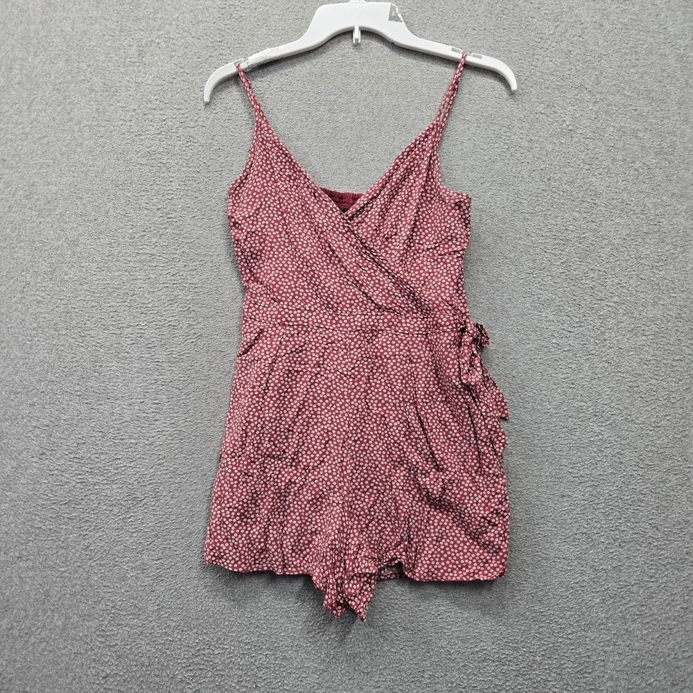 Abercrombie & Fitch Women Romper MP Red Floral Mini Cami Coquettecore Ruffle